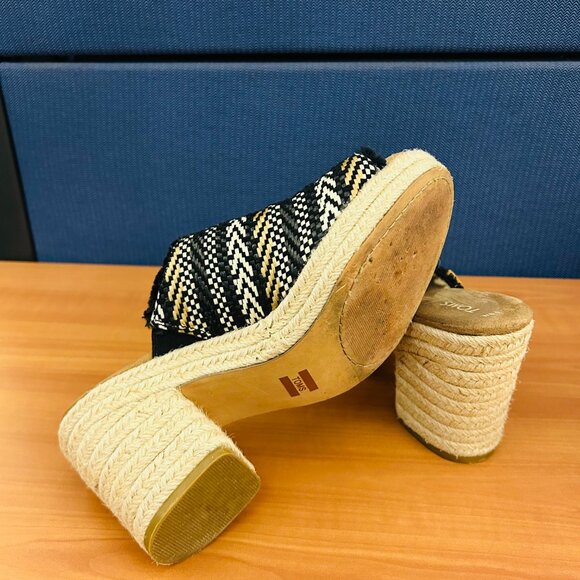 TOMS Womens Espadrille Wedge Sandals With Textile and Tassles Size 8.5 - Picture 4 of 6